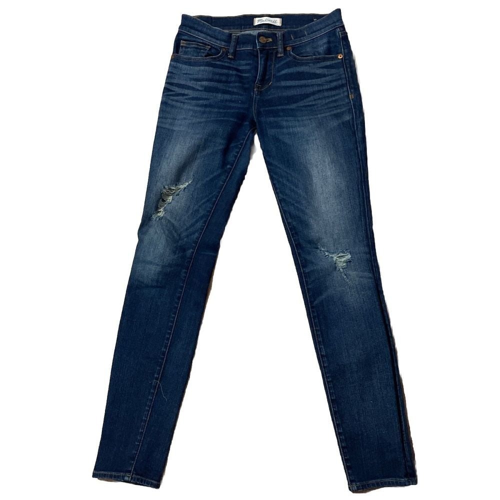 Madewell Jeans‎ Womens Size 26 Blue Denim Distressed Skinny Skinny Medium Wash